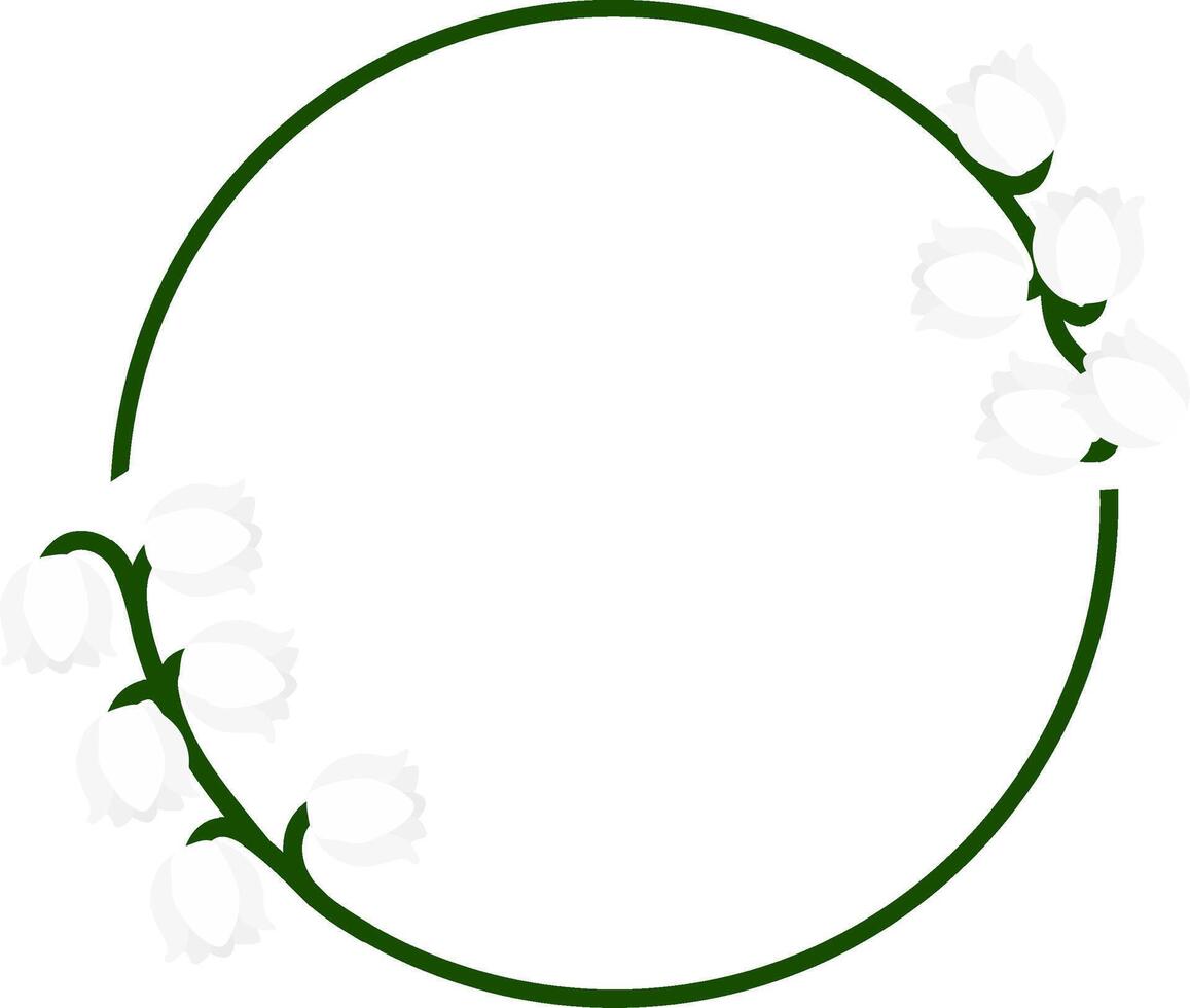 White Lily of the Valley Circular Floral Frame Isolated vector