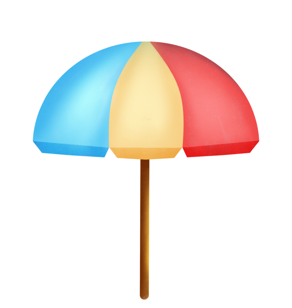 A colorful umbrella with a wooden stick png