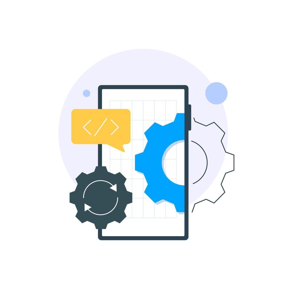 system under maintenance, app upgrade,404 error page,update on mobile phone or smartphone concept vector