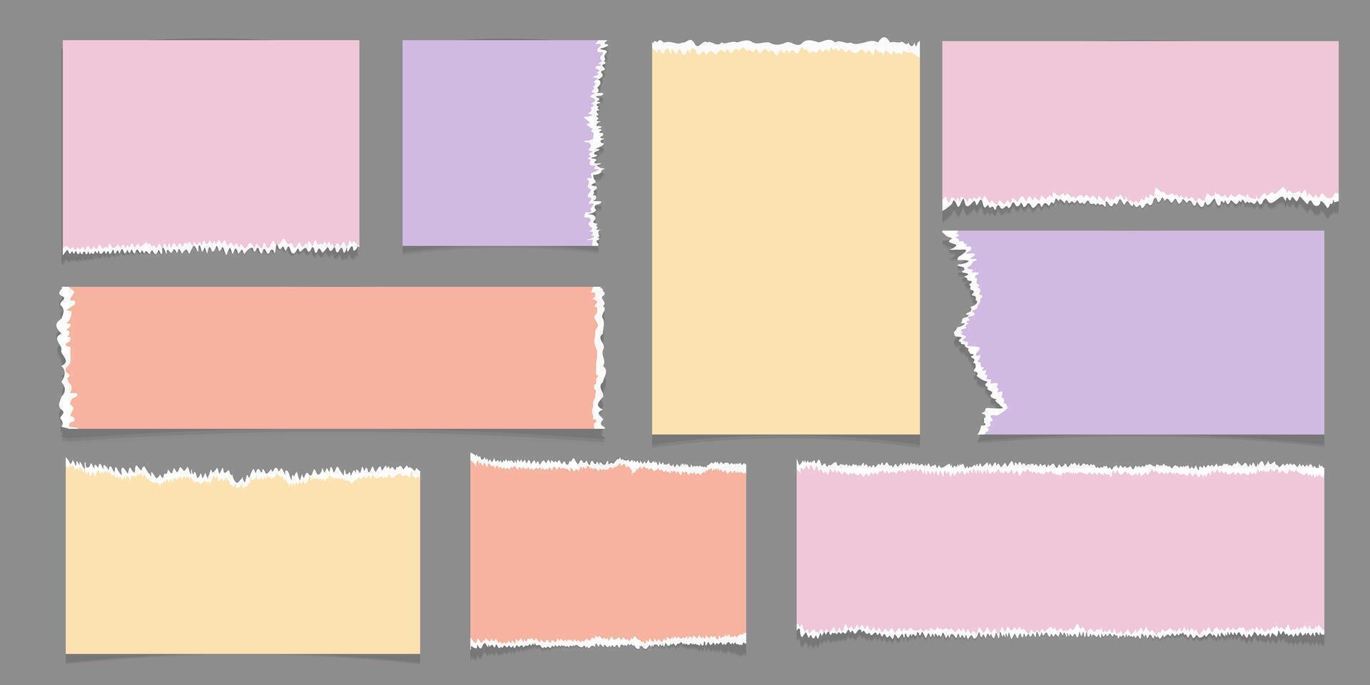 Set of realistic colorful torn paper, notepad. illustration. vector