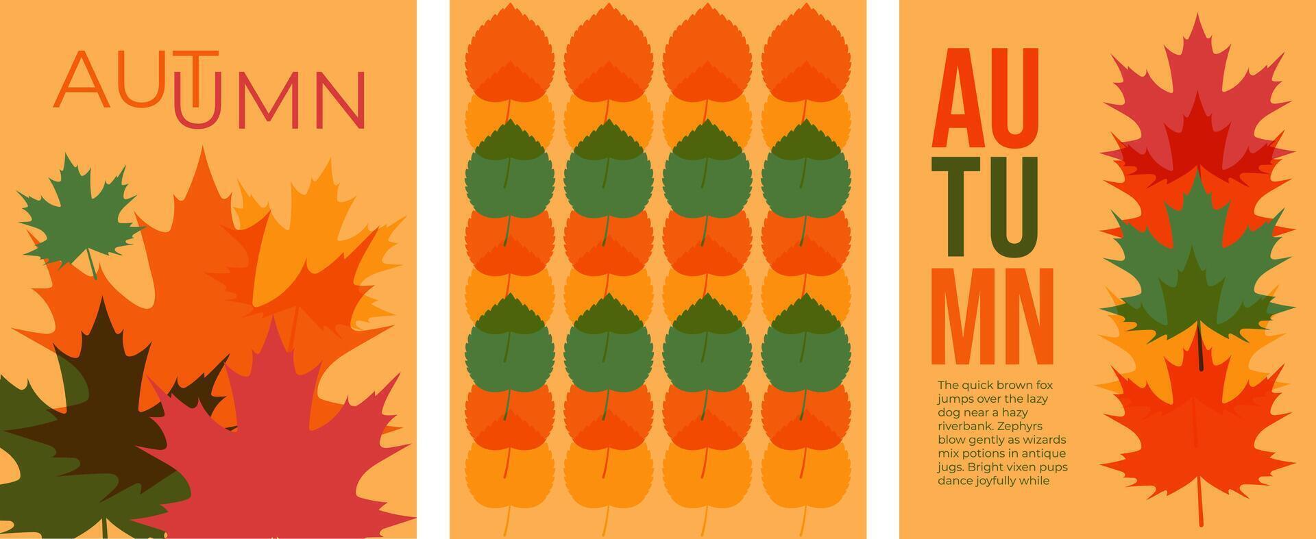 Set of autumn posters, cards, banners, templates for social networks vector