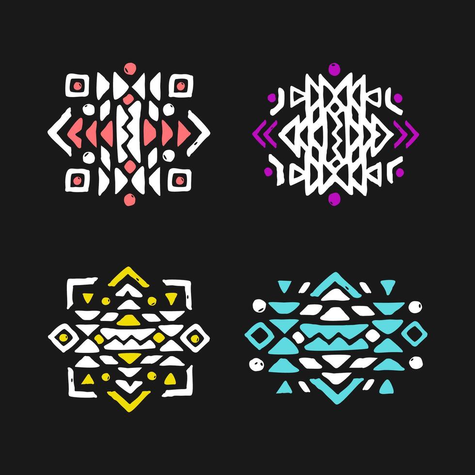 Colorful Aztec style ornamental hand drawn Sign. American indian Ornate Pattern design vector