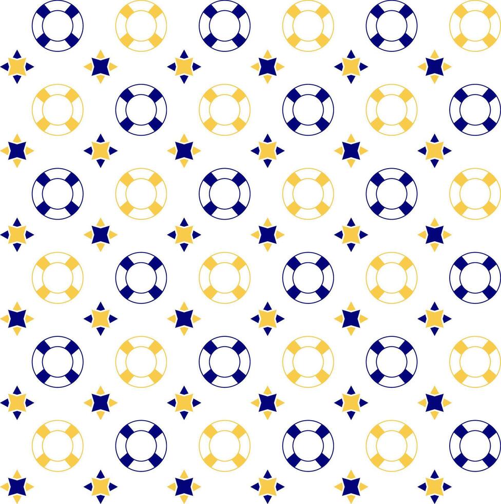 Marine style Seamless Background of Life Buoys. Endless Backdrop for Pattern Fills, Textile, Decorative Paper. vector
