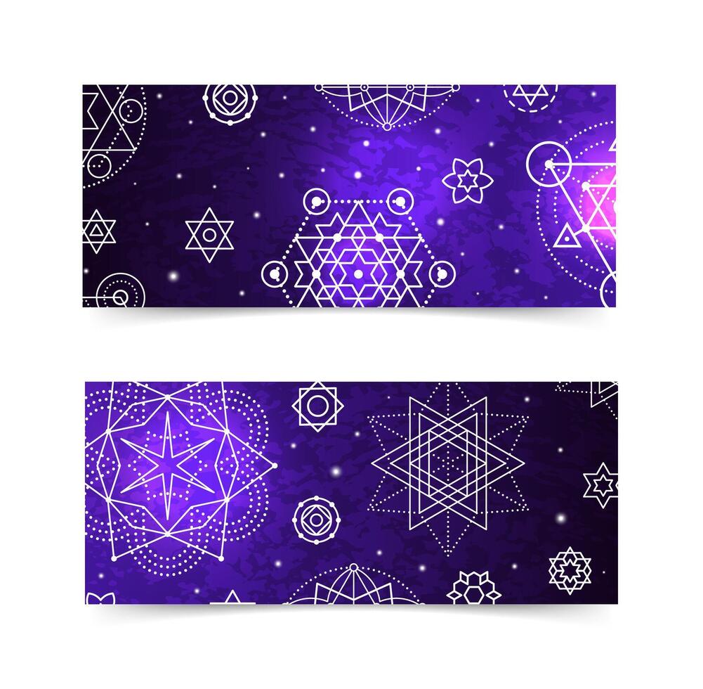 Purple geometric design with stars and circles vector