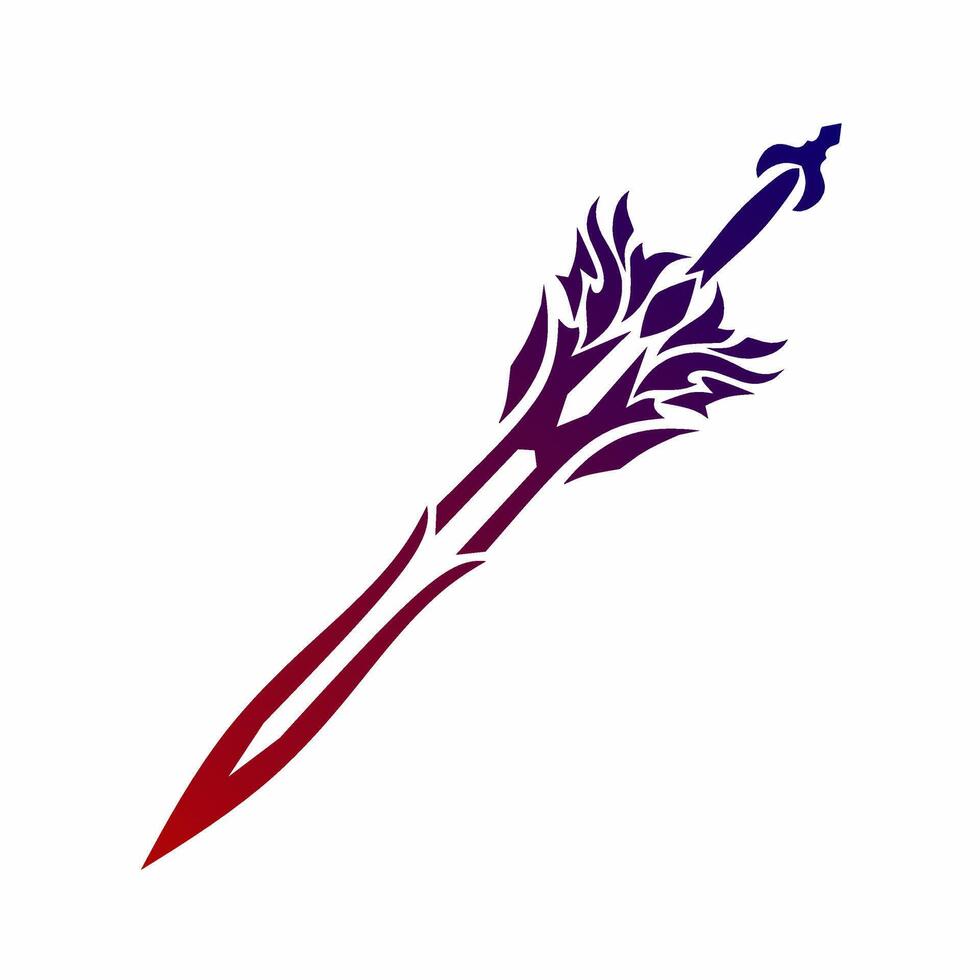 tribal sword illustration Stylized fantasy weapon with sharp edges and flame-like patterns, perfect for tattoo art, graphic design, decals, or gaming themes vector