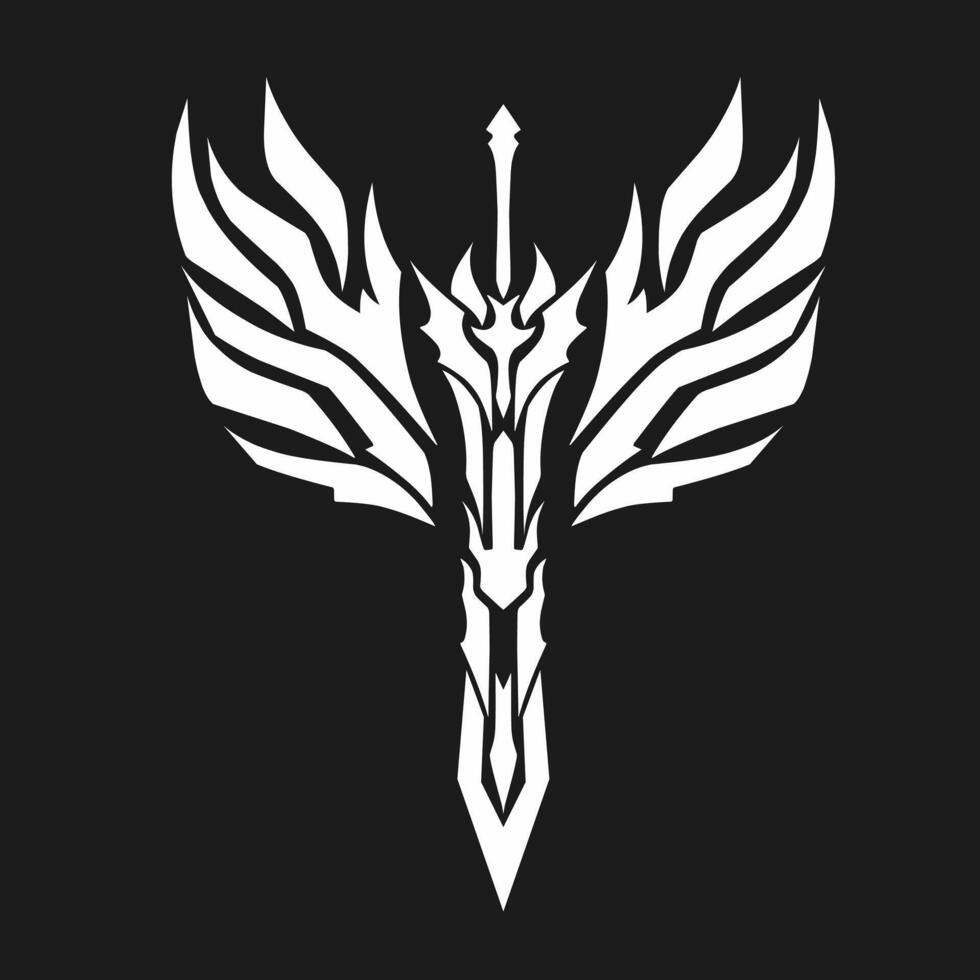 Illustration abstract design tattoo sword with wings vector
