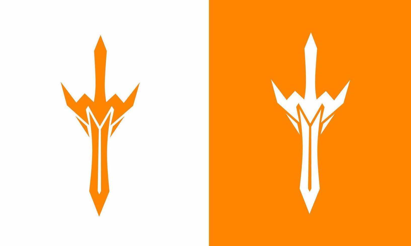Illustration design logo sword orange colour vector