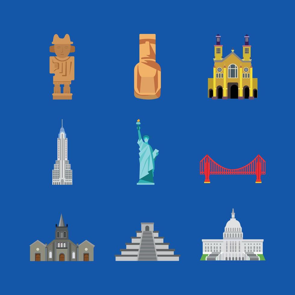 Colorful illustration of global landmarks vector