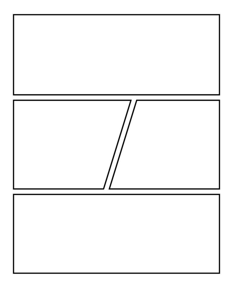 Manga Storyboard Template, Versatile Comic Strip Layout with Rounded Corners. vector