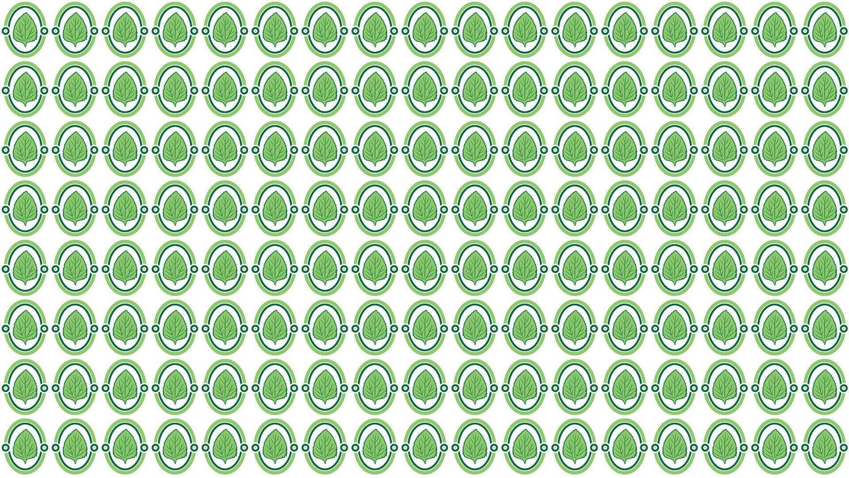 A visually appealing seamless patterned design featuring green leaf symbols enclosed in circles, designed for backgrounds, fabrics, and environmentally-themed projects. vector