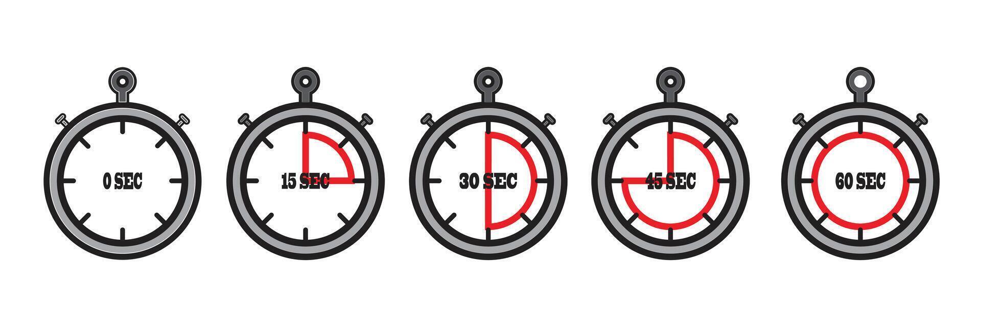 Set of Timeline Progress Simple Stopwatch Graphic Illustrations vector