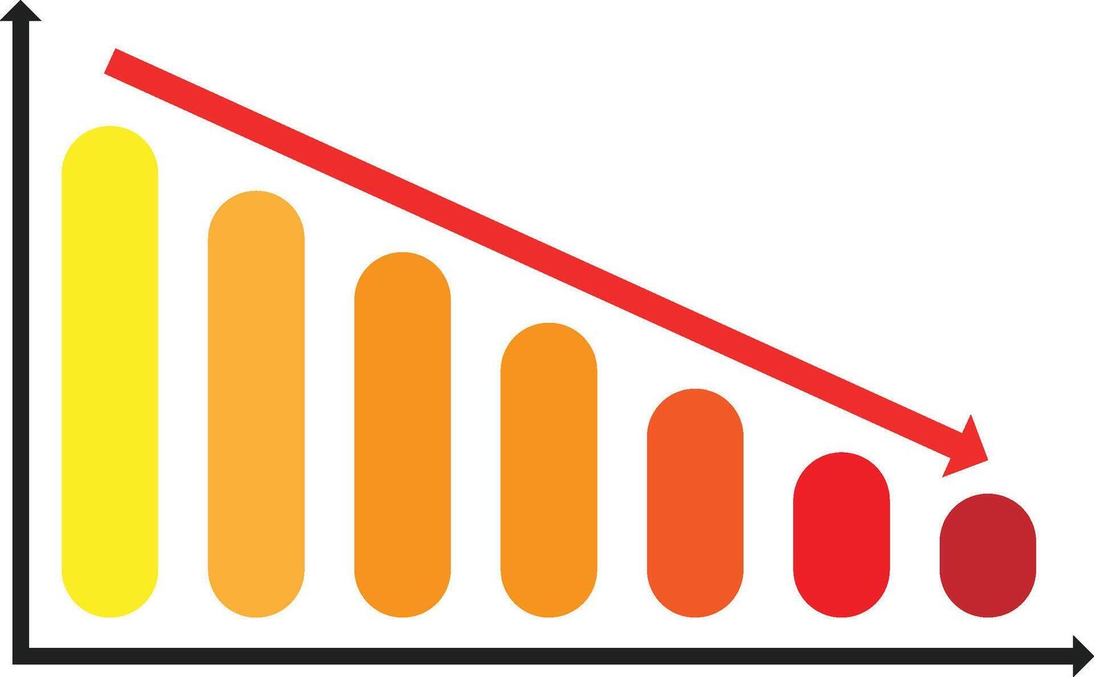 Downward Trending Chart Showcasing Decreasing Data in Colorful Gradient Representation vector