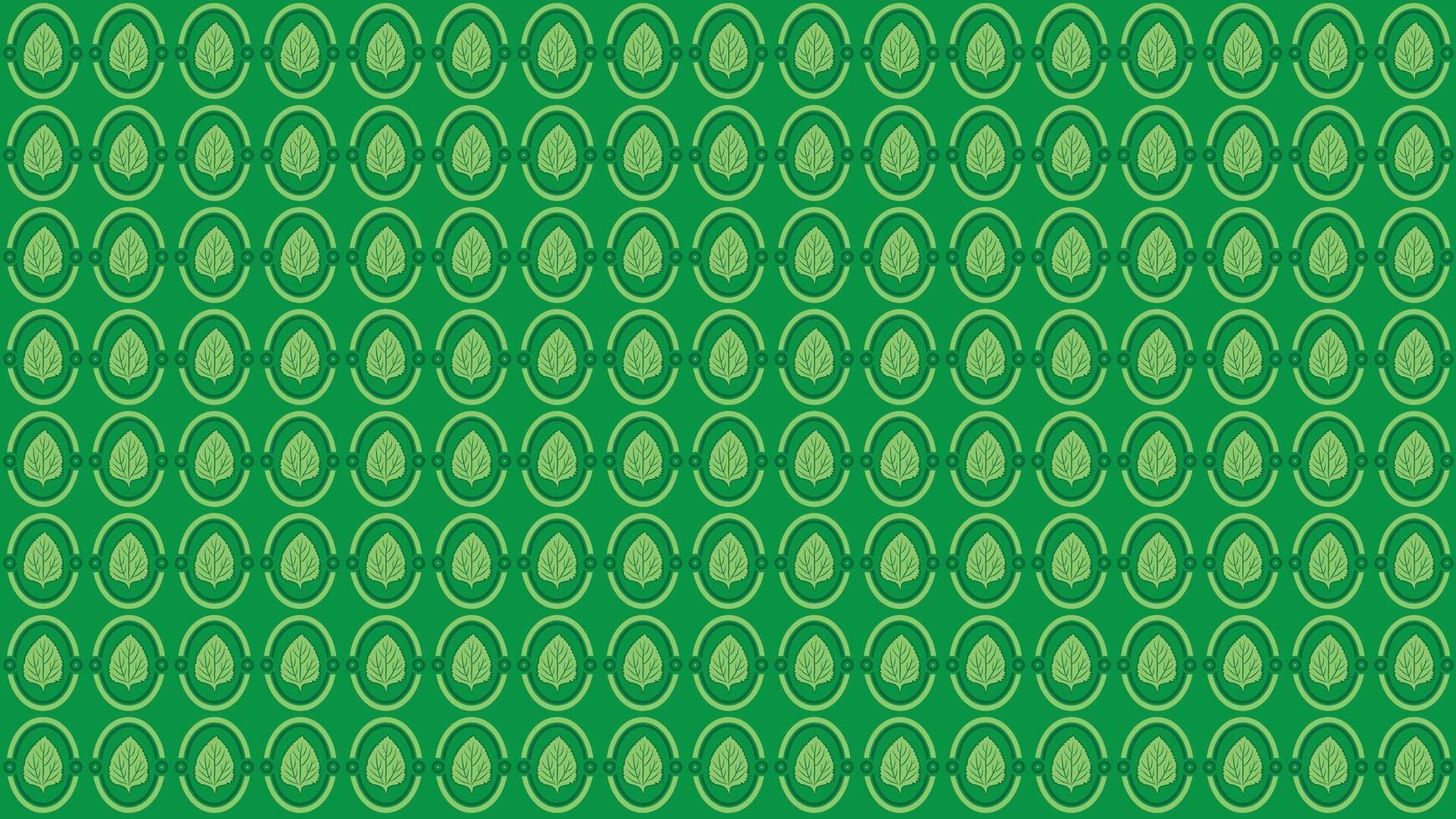Seamless Green Pattern with Repeating Leaf and Geometric Motif Design vector