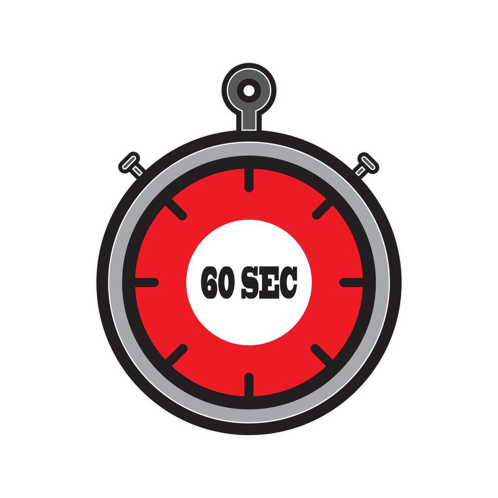 Illustration of a Stopwatch Showing 60 Seconds in Bold Design vector