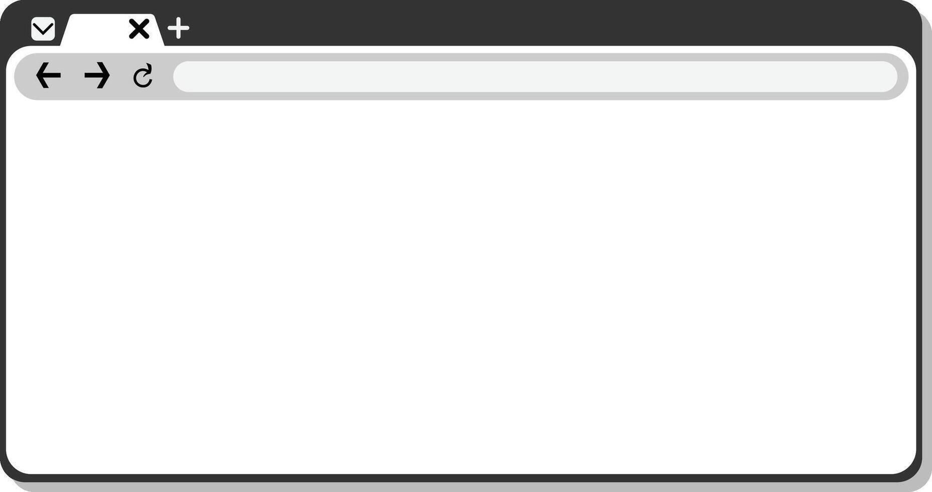 Illustration of a web browser with a blank webpage. Depicts a user interface concept emphasizing a simple design ideal for tech or user experience projects. vector