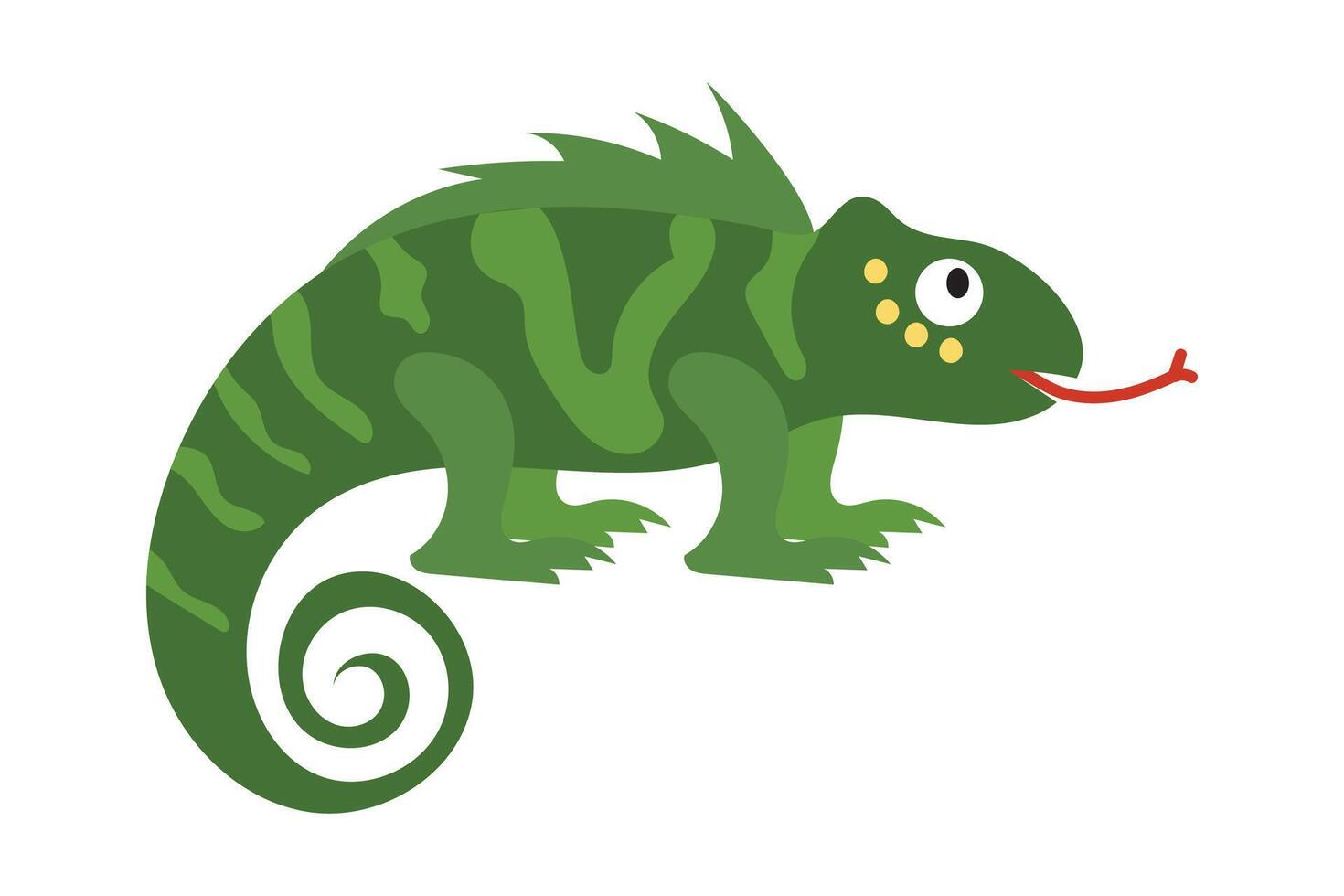 Chameleon hand drawn in cartoon style on white background vector