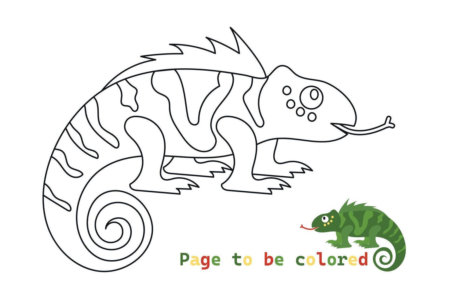 Chameleon Coloring Page For kids vector