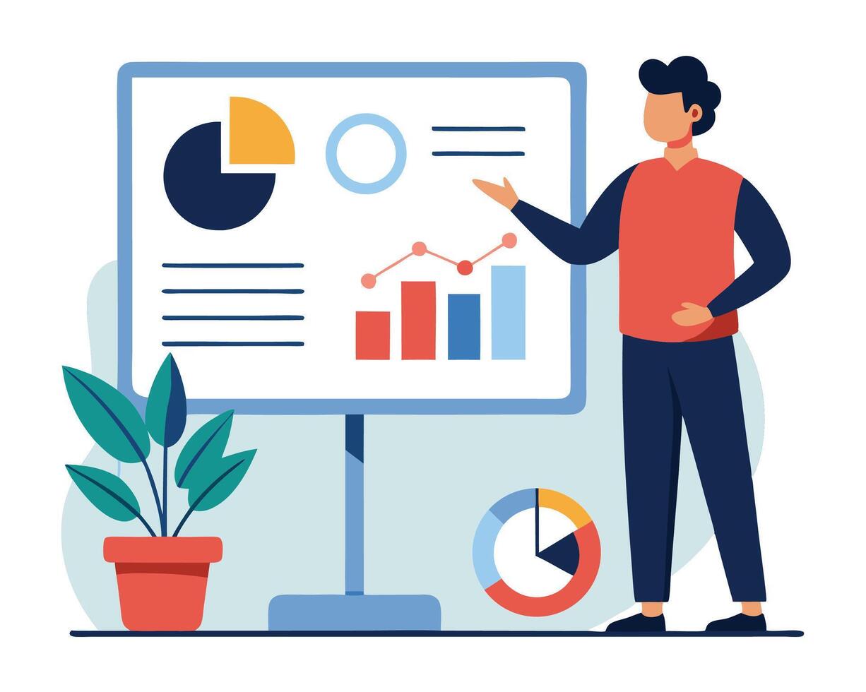 Business presentation with charts and graphs vector