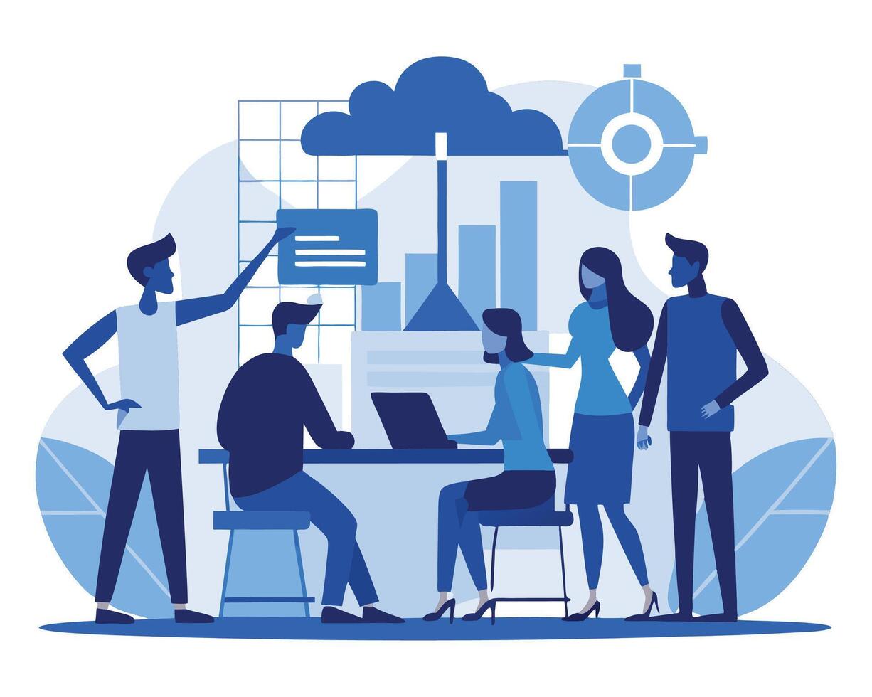 Team collaboration illustration on white background vector