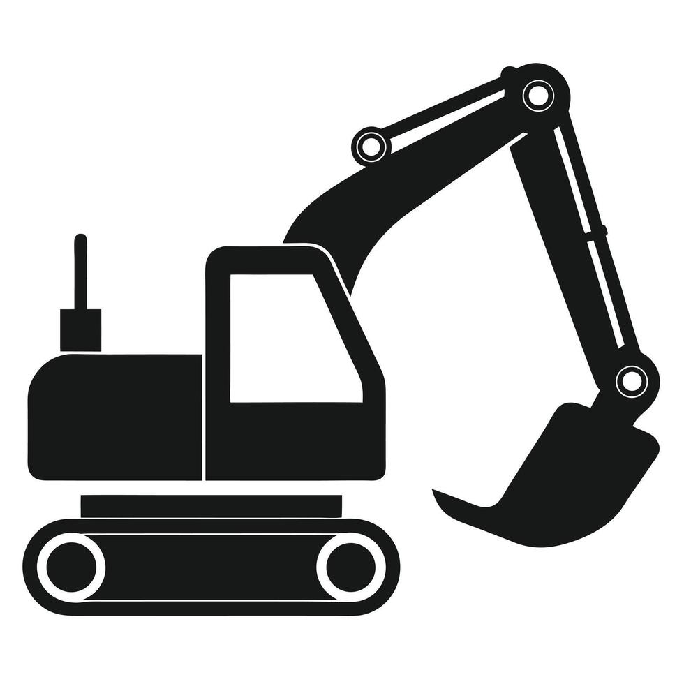 Black excavator silhouette illustration on a white background vector
