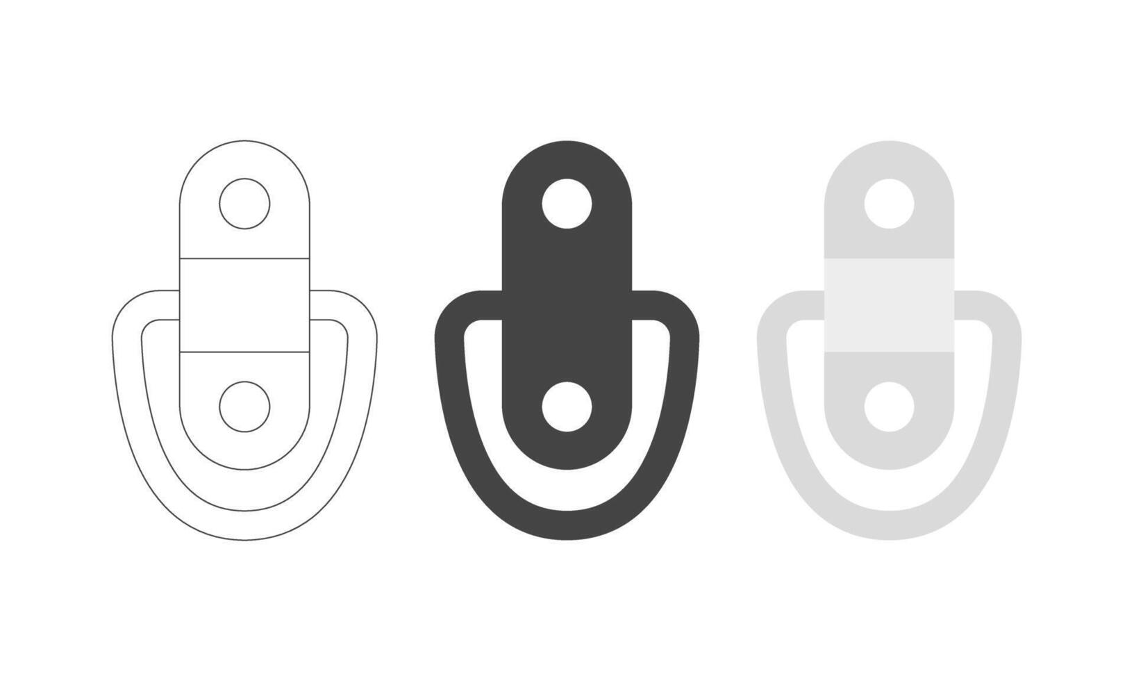 D ring icon set. Metal buckle. Web button for secure fastening. Digital symbol for design and interface elements vector