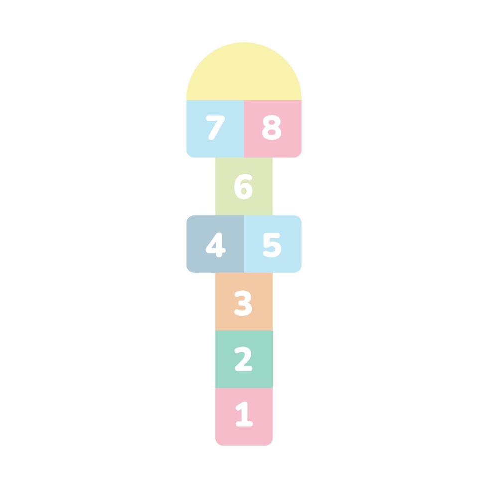 Hopscotch french game. Color shapes with numbers vector