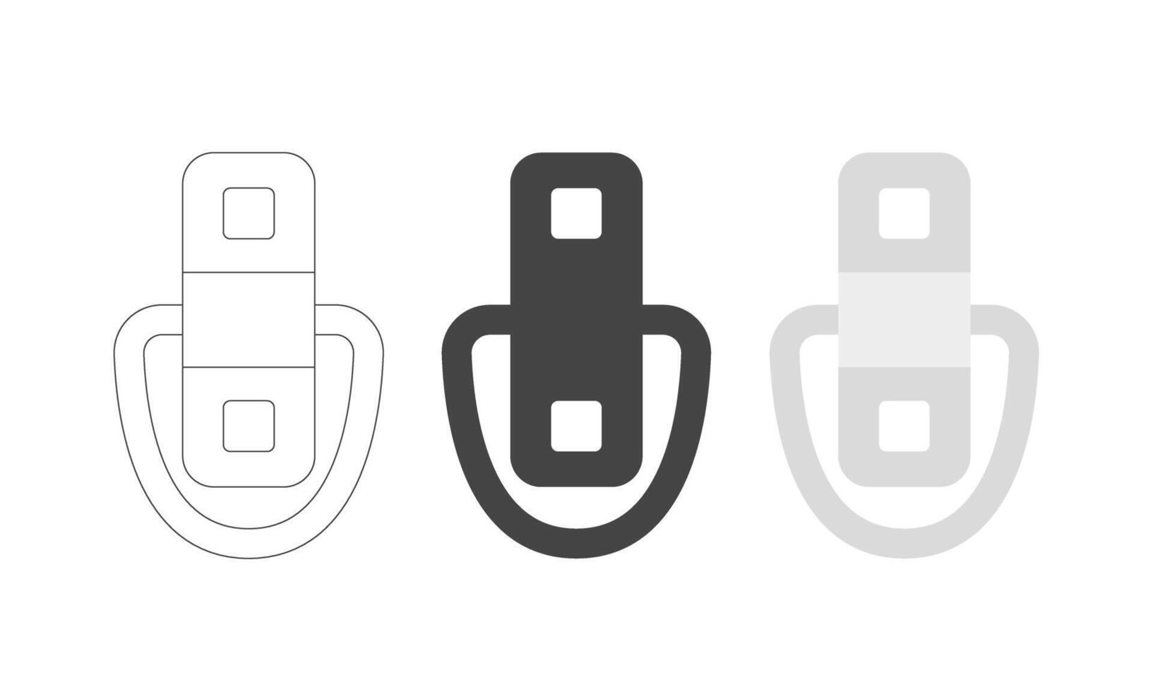 Set of Mounting Plate. Piece with holes for install. D ring outline and glyph icons. illustration vector