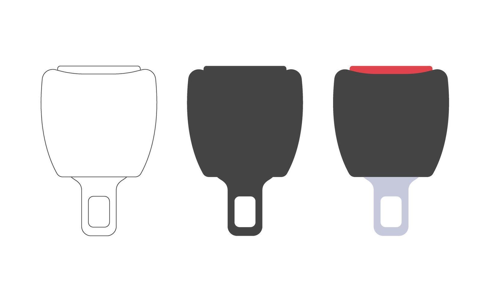 Safety belt buckler. Car Extension Seat Belt icons. Outline and filled illustration. Automobile security equipment vector