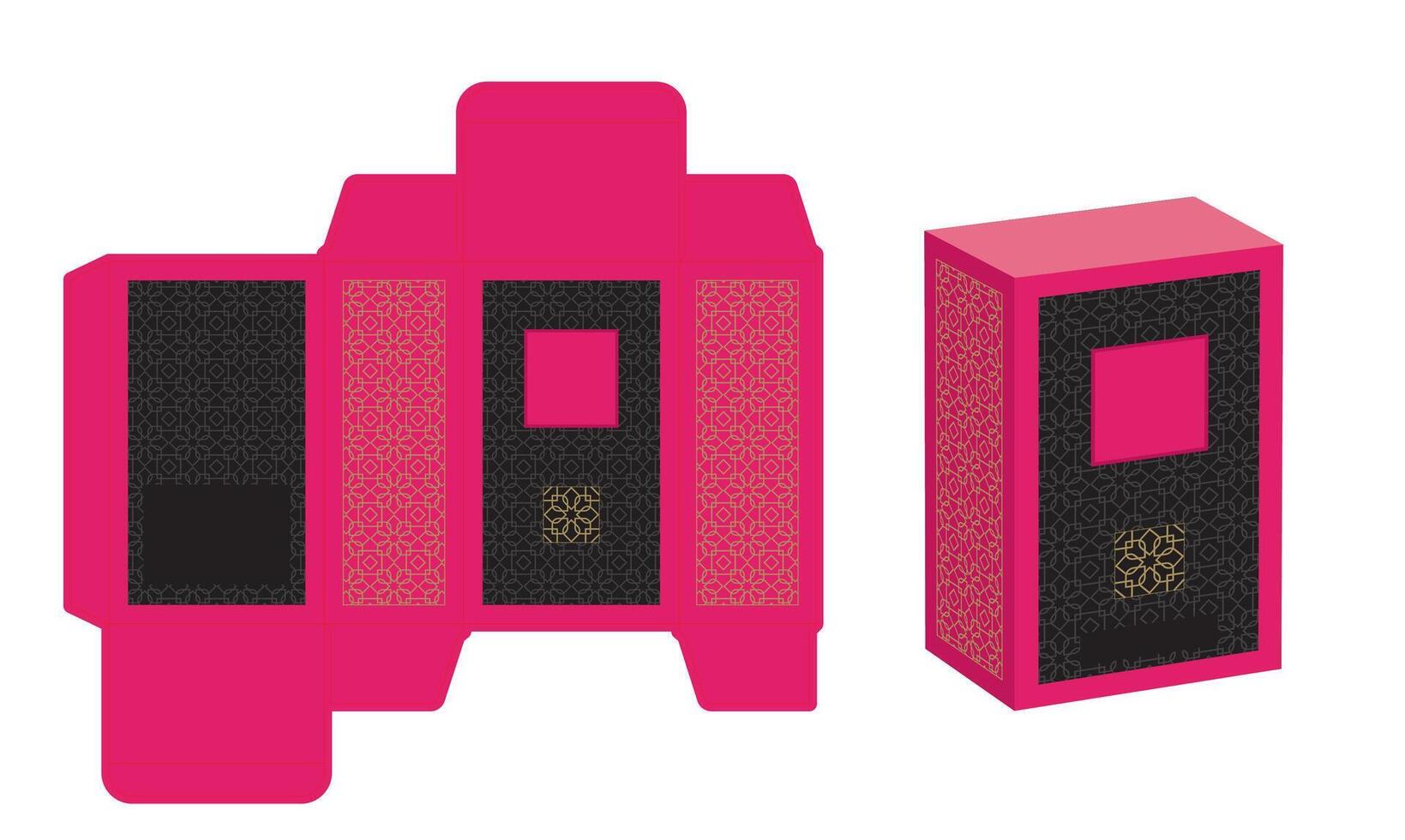 Pink box packaging with intricate designs vector
