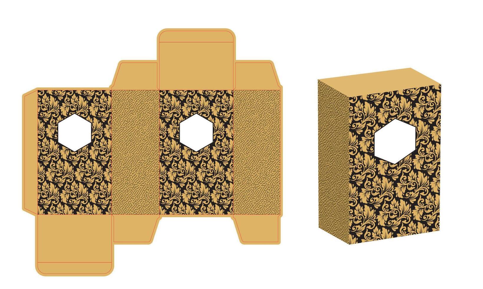 Decorative box template design vector