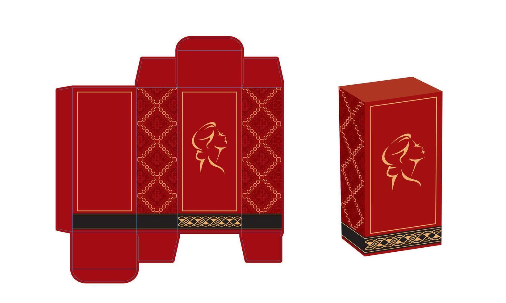 Red packaging design with gold accents vector