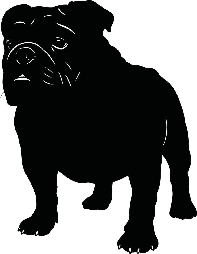 A black and white silhouette of a bulldog vector