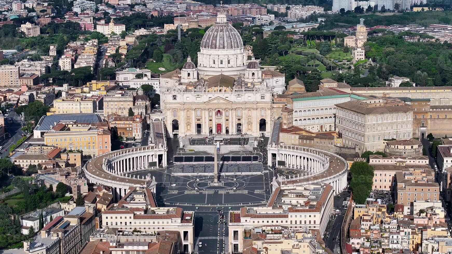 Exterior San Pedro Church at Rome Italy in Vatican. Awesome Scene. photo