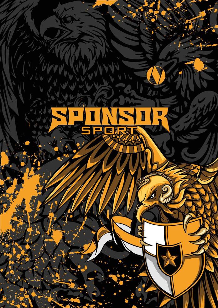 Eagle graphic design in gold and black vector