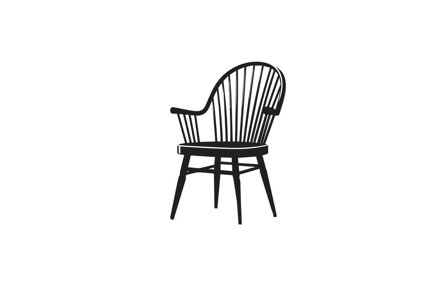A black and white illustration of a windsor chair vector