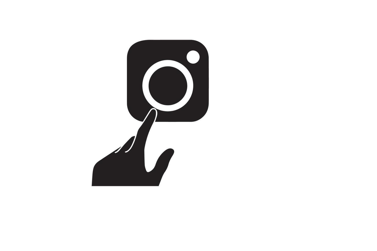 A hand holding an instagram camera icon vector