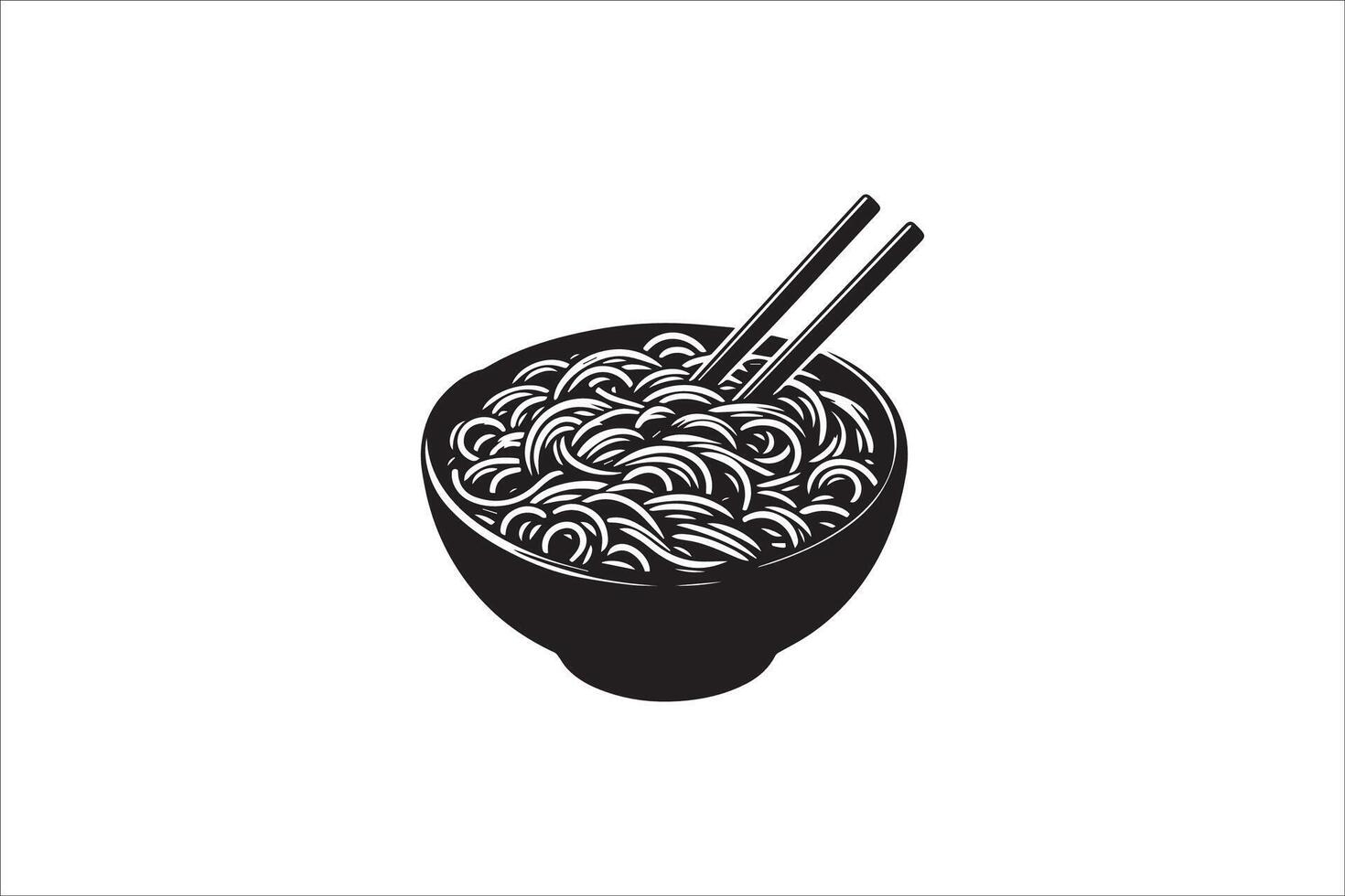 Noodles in a bowl with chopsticks illustration vector