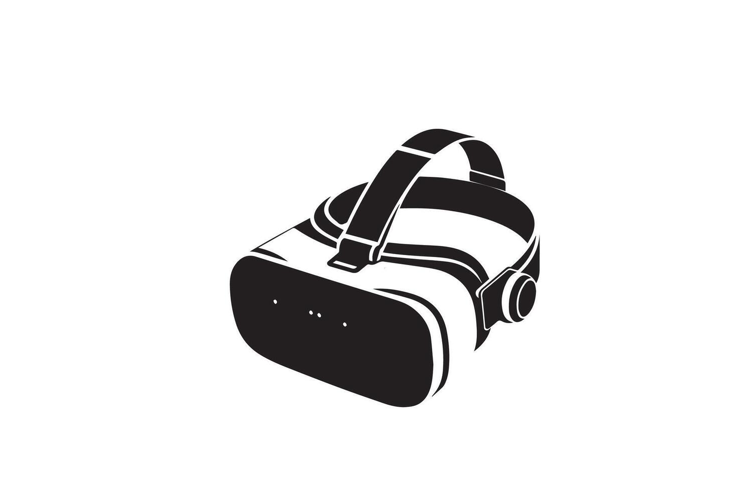 A black and white image of a virtual reality headset vector