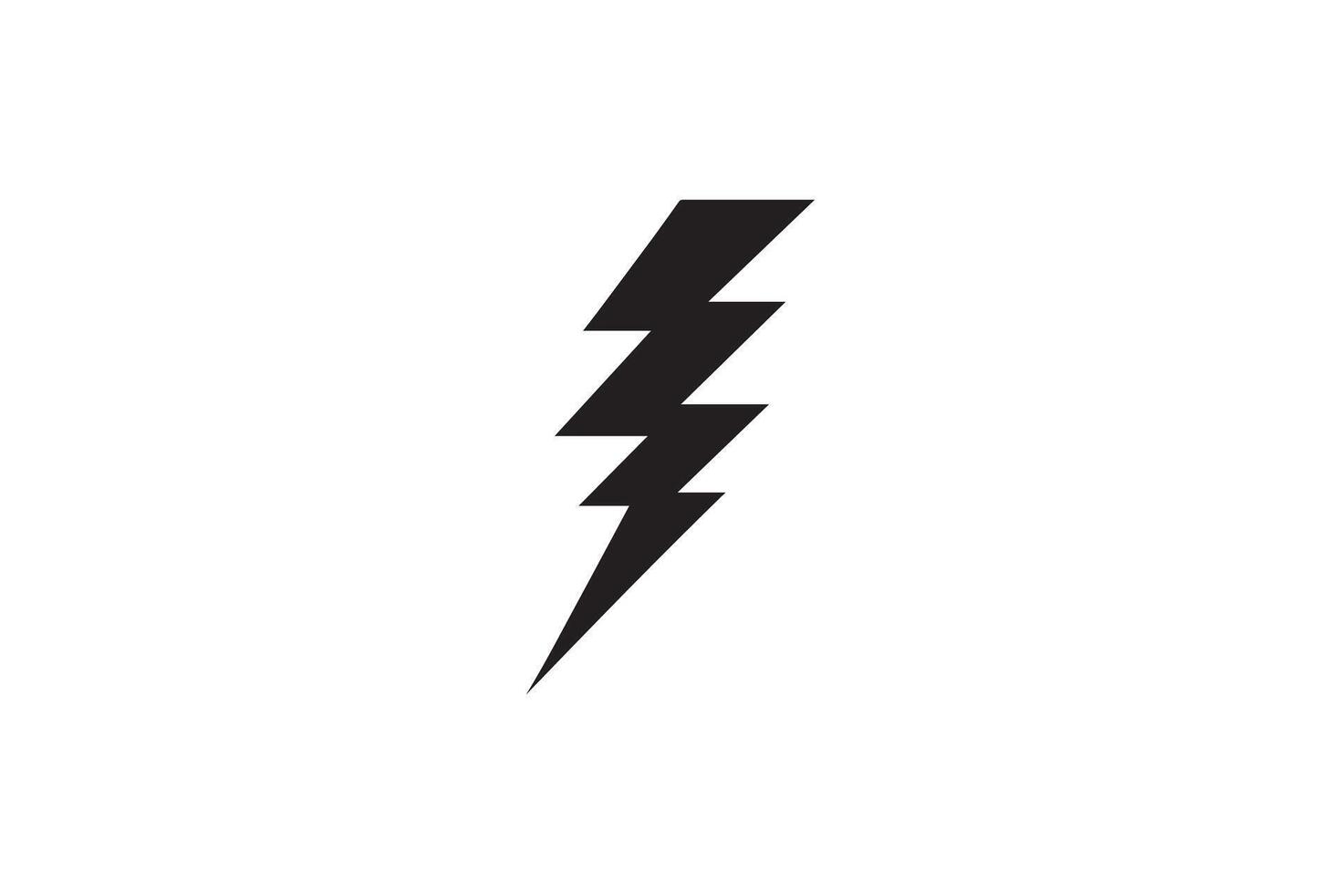 A black and white lightning bolt icon on a white background vector