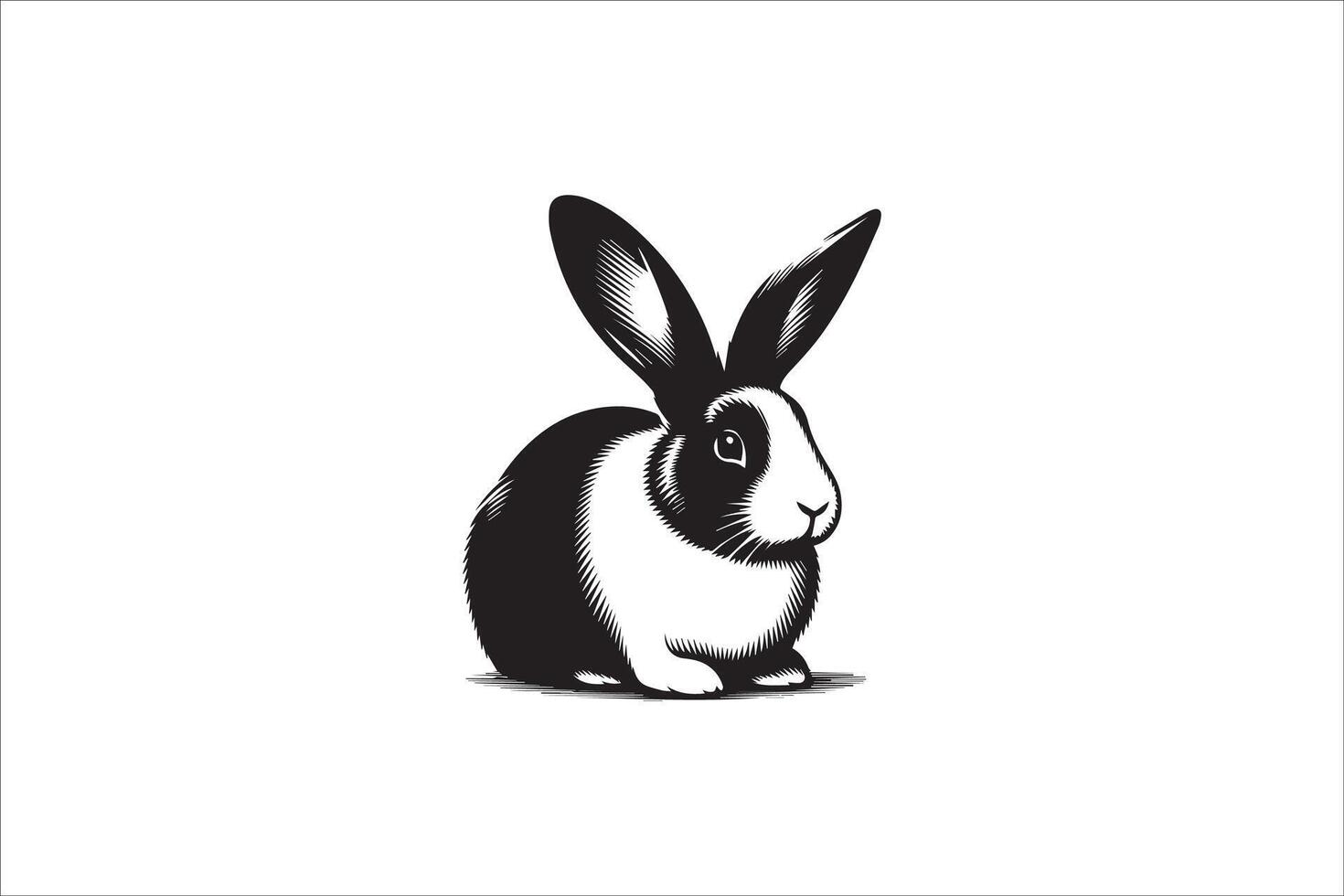 A black and white rabbit logo on a white background vector