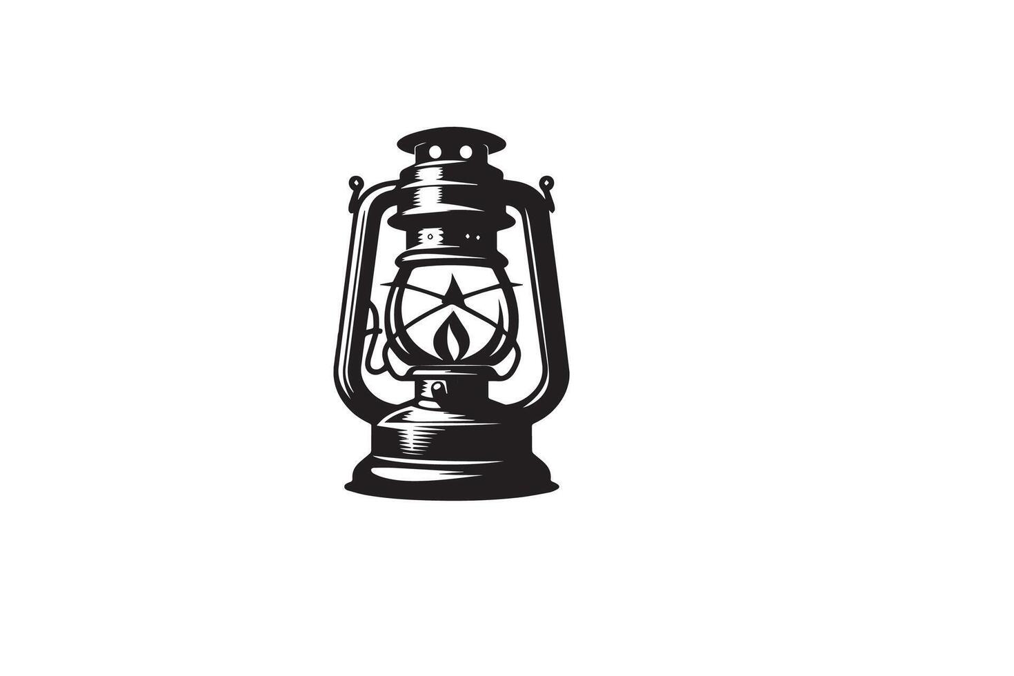 A black and white logo of an old lantern vector