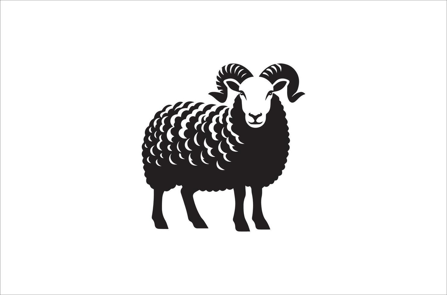 A black and white sheep logo on a white background vector