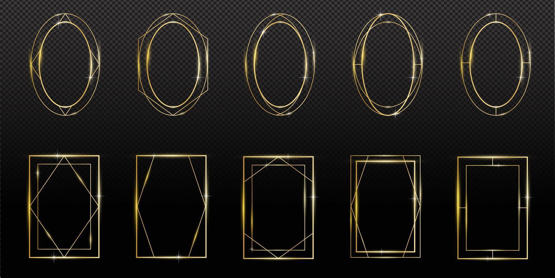 Copper frames. Copper geometrical polyhedron, luxury templates. vector