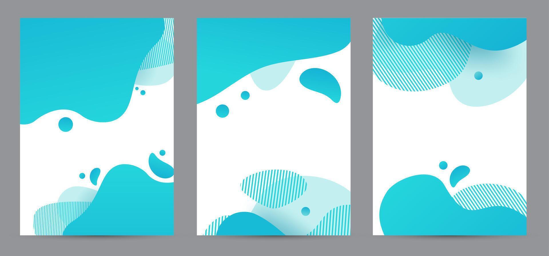 Amoeba design for print products. Dynamic style banner set with amoeba funky gradient elements vector