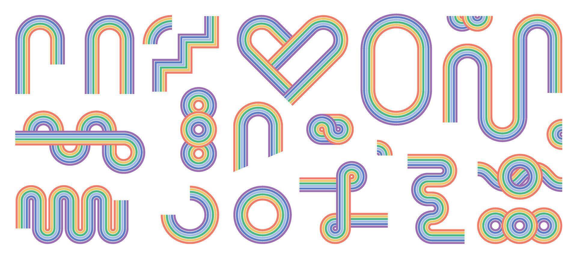 Colorful abstract line designs for creativity vector