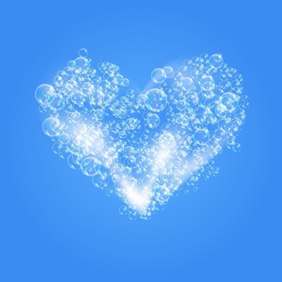 Heart shape made of bubbles vector