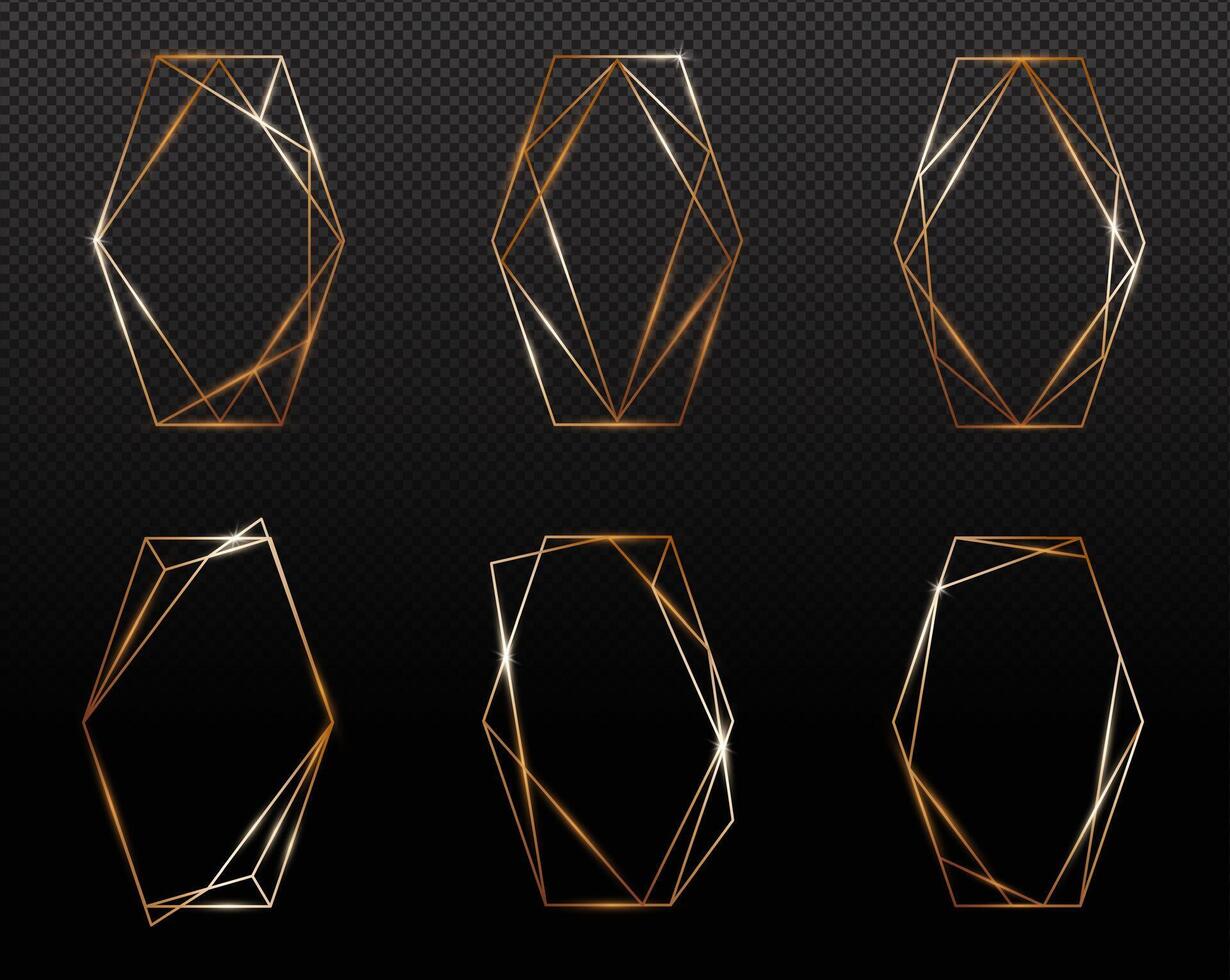 Geometric shapes with shining lines vector