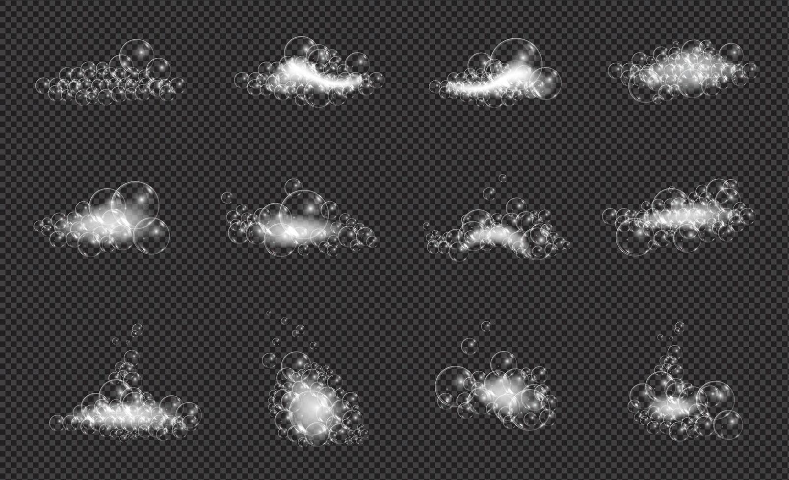 Various bubble designs on transparent background vector