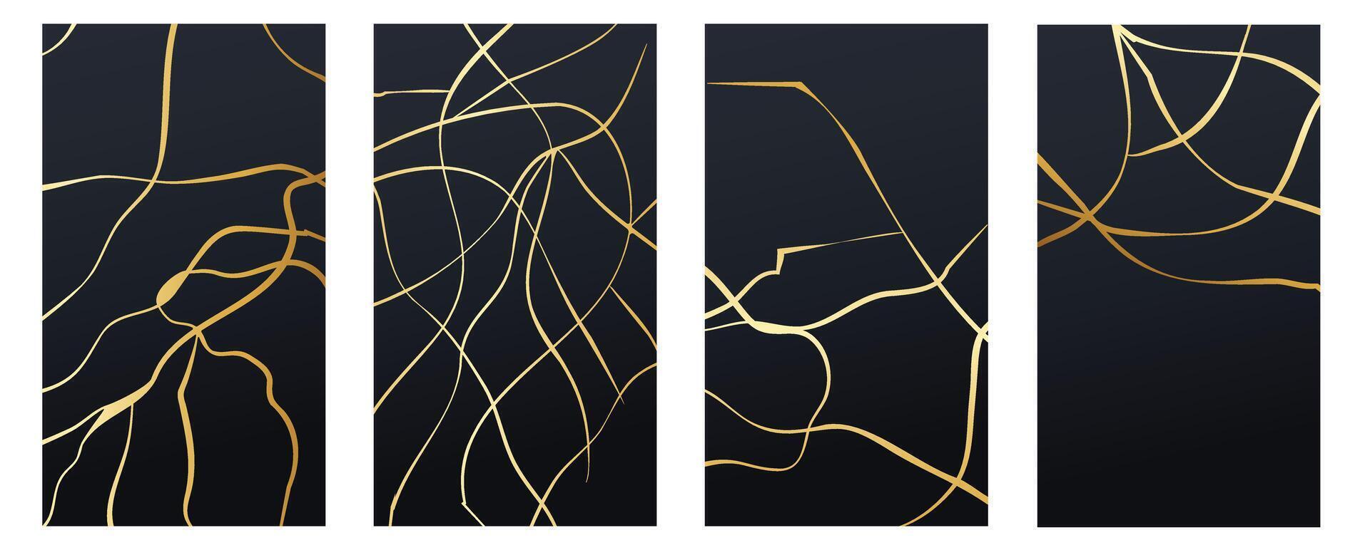 Golden Kintsugi Elegance. Luxe Design vector