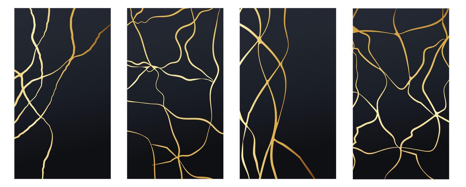 Kintsugi Elegance. Luxury Gold and Crack Design vector